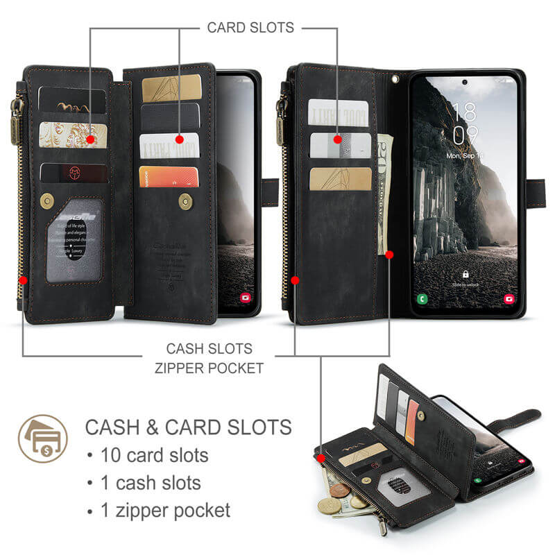 CaseMe Samsung Galaxy A17 Wallet Leather Case with Wrist Strap