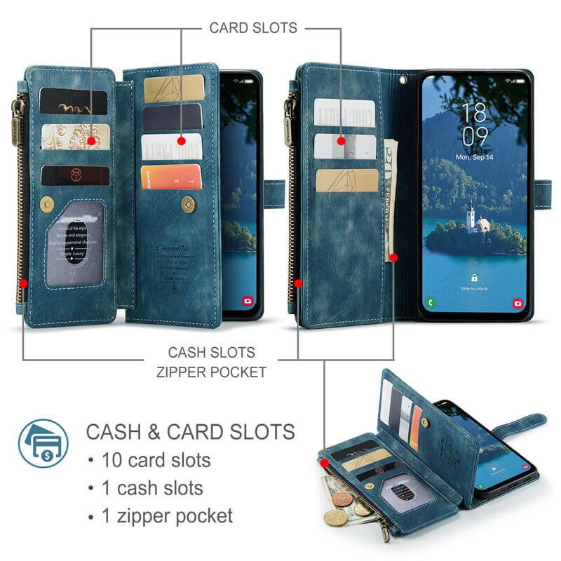 CaseMe Samsung Galaxy A17 Wallet Leather Case with Wrist Strap