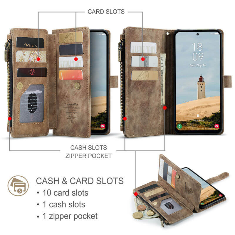 CaseMe Samsung Galaxy A17 Wallet Leather Case with Wrist Strap