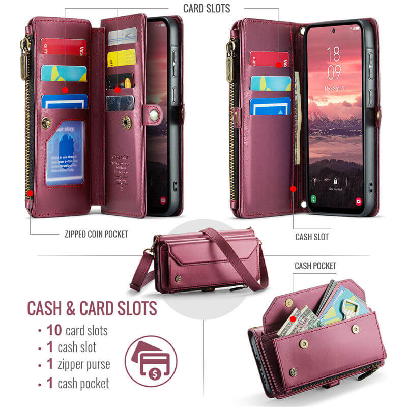 CaseMe Samsung Galaxy A56 5G Wallet RFID Blocking Crossbody Phone Case