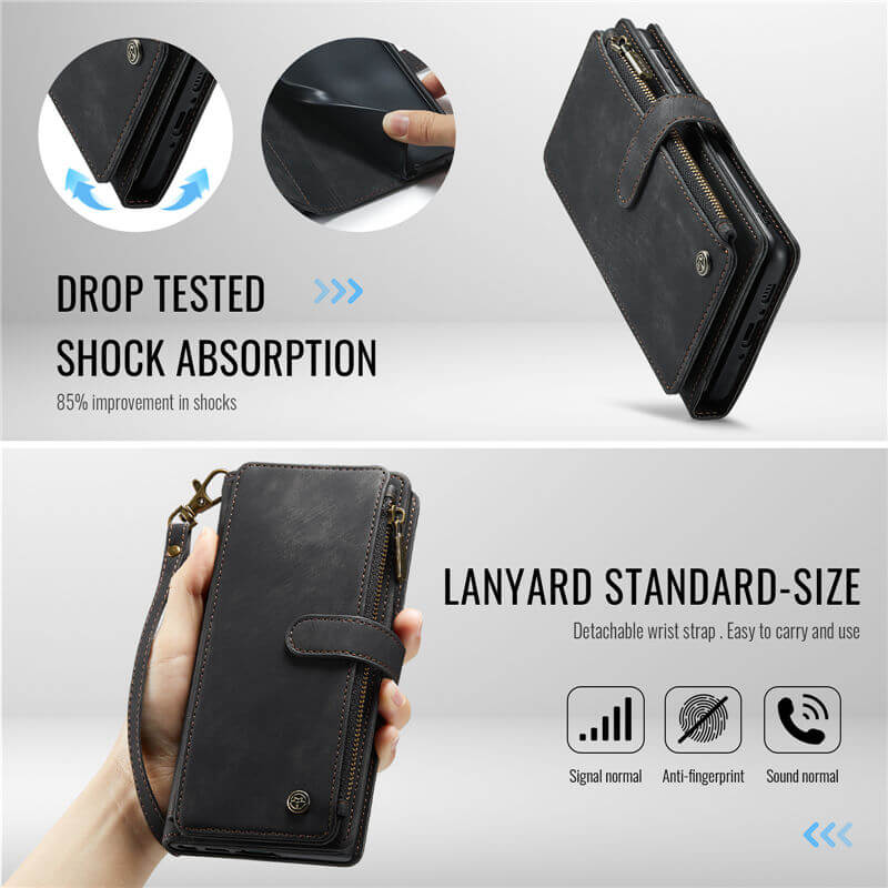 CaseMe Samsung Galaxy A37 Wallet Leather Case with Wrist Strap
