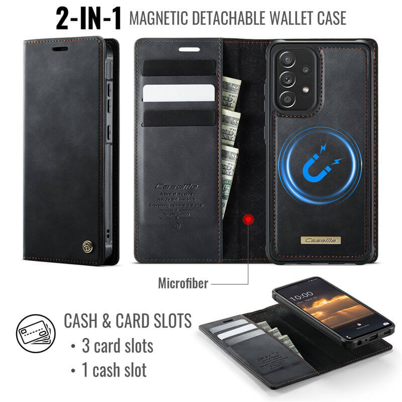 CaseMe Samsung Galaxy A52 2-in-1 Magnetic Wallet Case