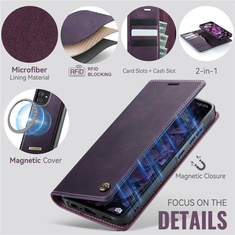 CaseMe Samsung Galaxy A52 2-in-1 Magnetic Wallet Case