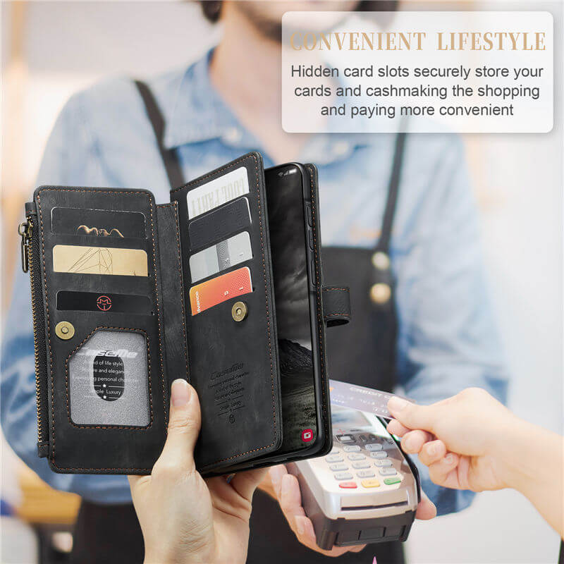 CaseMe Samsung Galaxy A57 Wallet Leather Case with Wrist Strap