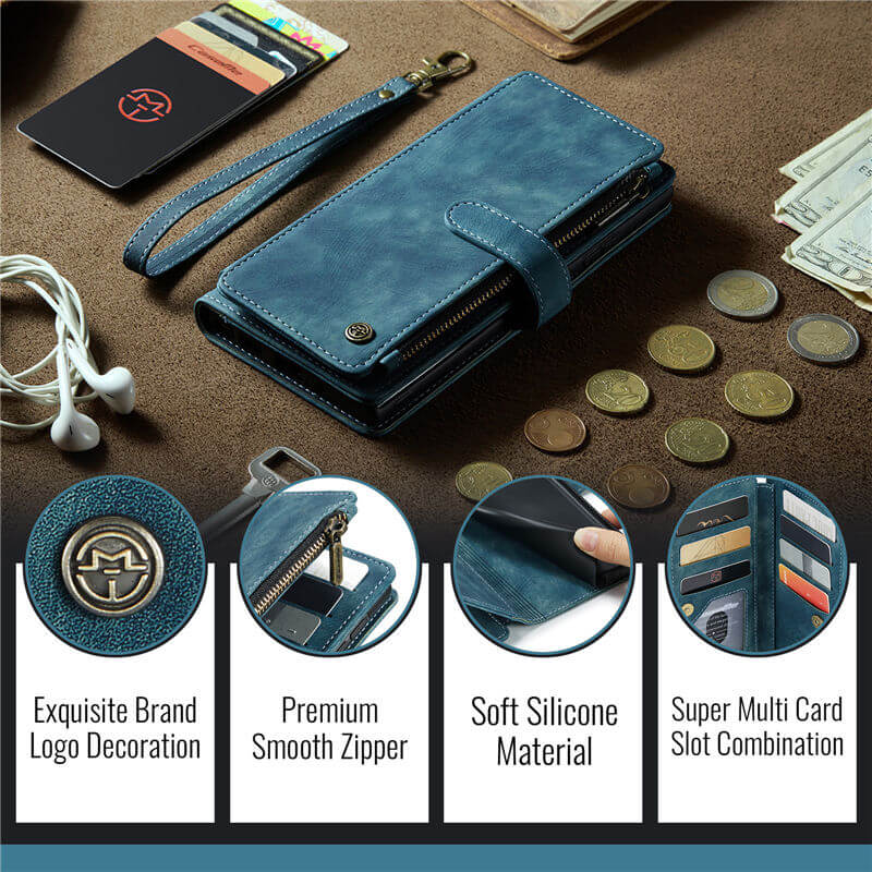 CaseMe Samsung Galaxy A57 Wallet Leather Case with Wrist Strap