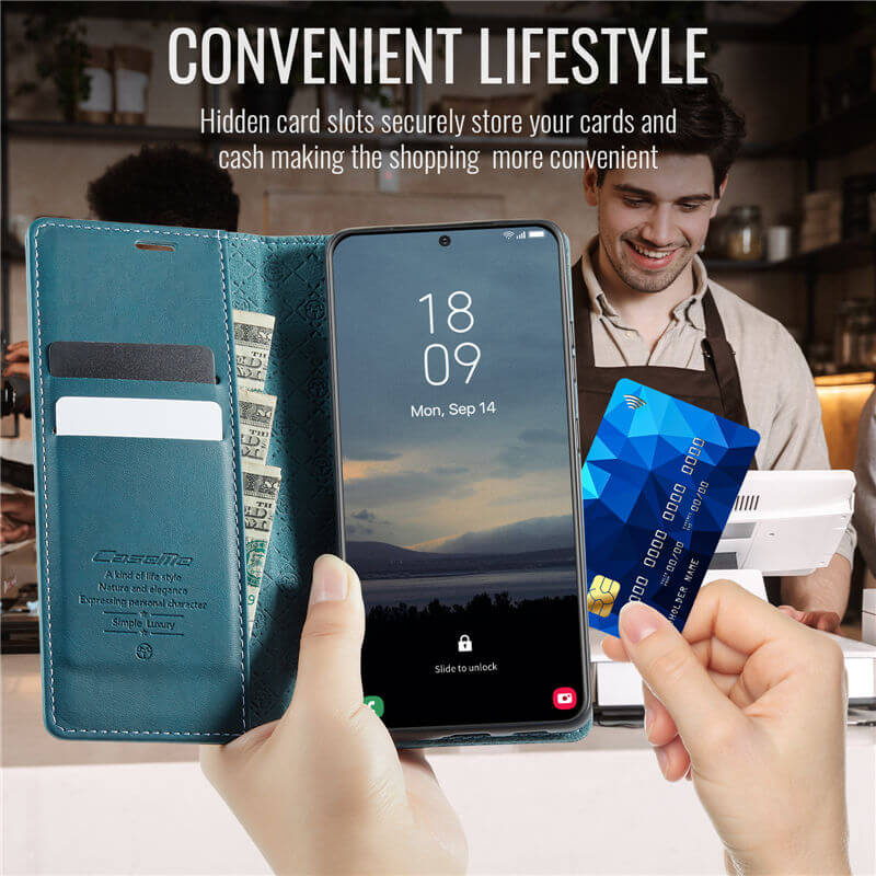 CaseMe Samsung Galaxy S21 FE Magnetic Wallet Case with RFID Blocking