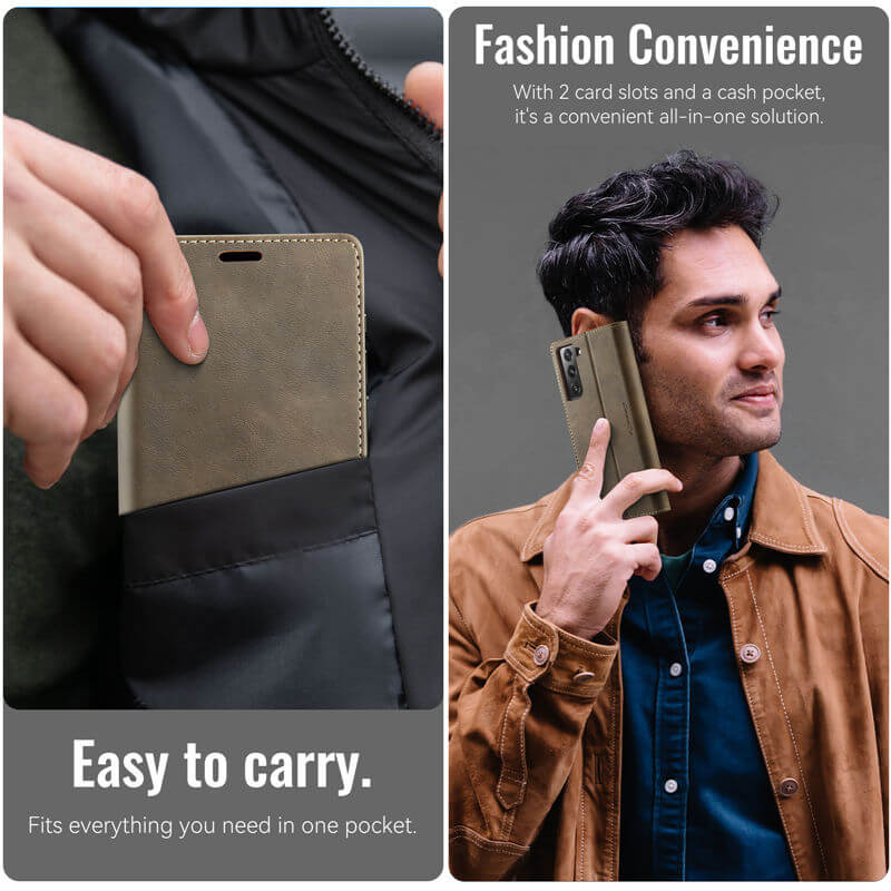 CaseMe Samsung Galaxy S21 FE Magnetic Wallet Case with RFID Blocking