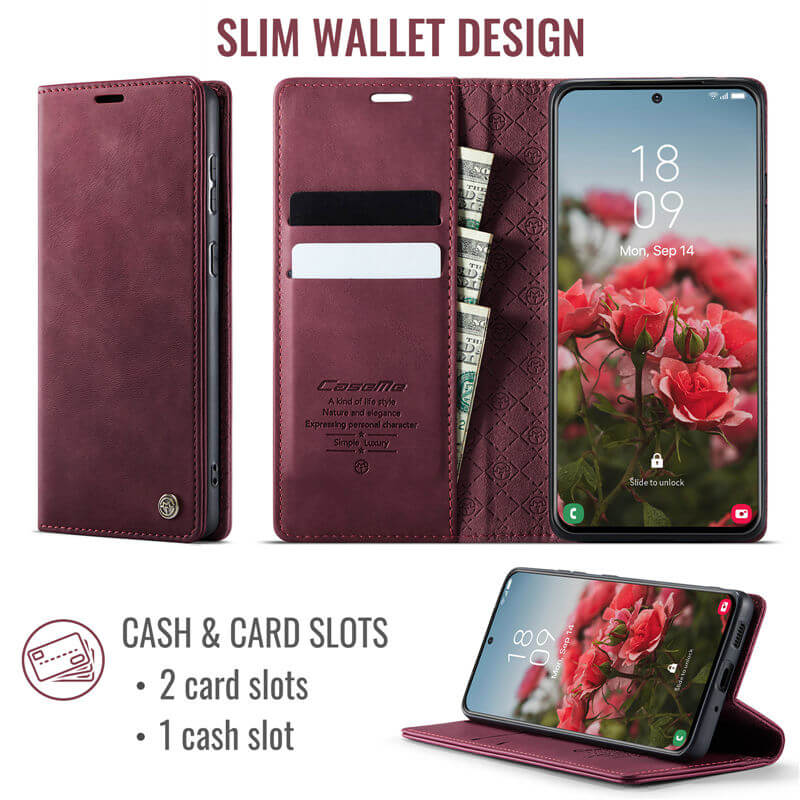 CaseMe Samsung Galaxy S21 FE Magnetic Wallet Case with RFID Blocking