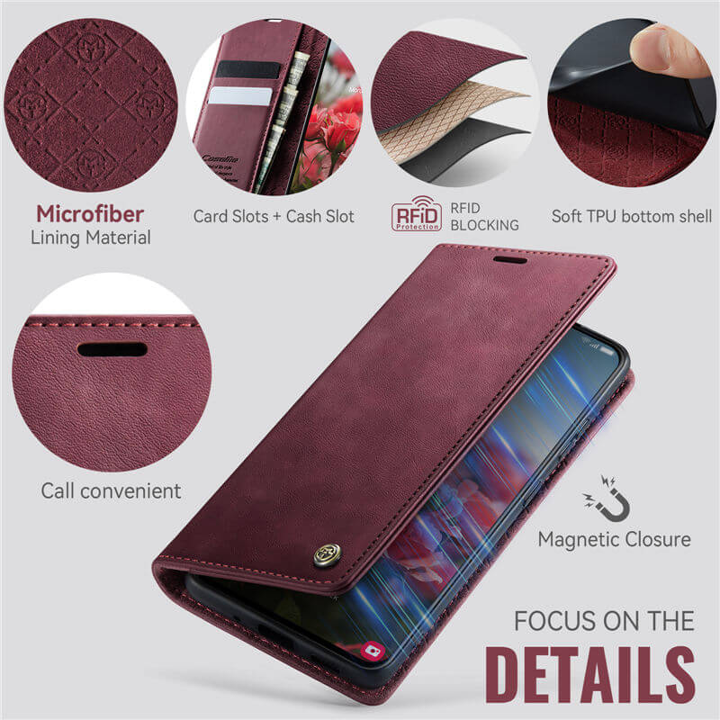 CaseMe Samsung Galaxy S21 FE Magnetic Wallet Case with RFID Blocking