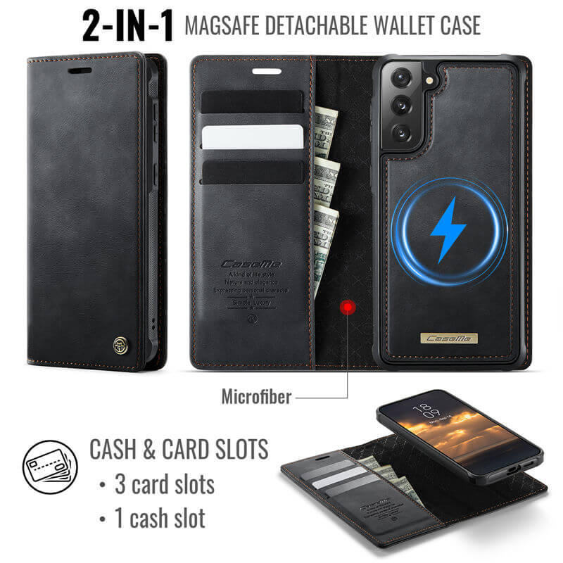 CaseMe Samsung Galaxy S21 FE 2-in-1 Magnetic Wallet Case