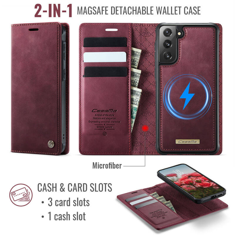 CaseMe Samsung Galaxy S21 FE 2-in-1 Magnetic Wallet Case