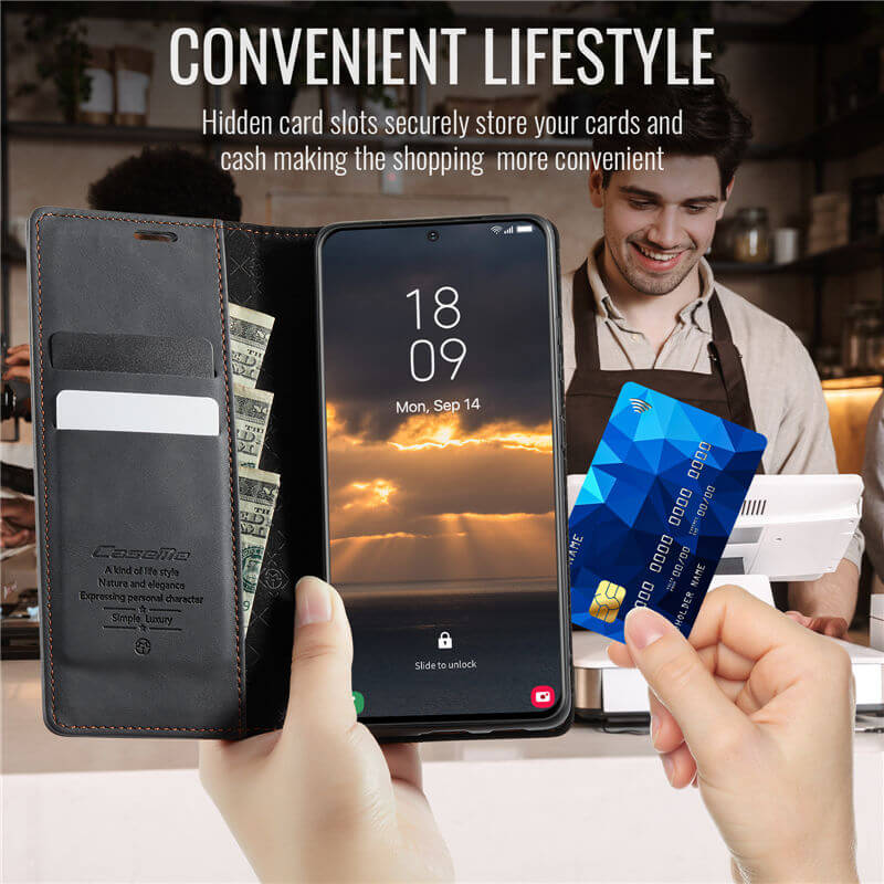 CaseMe Samsung Galaxy S21 Magnetic Wallet Case with RFID Blocking