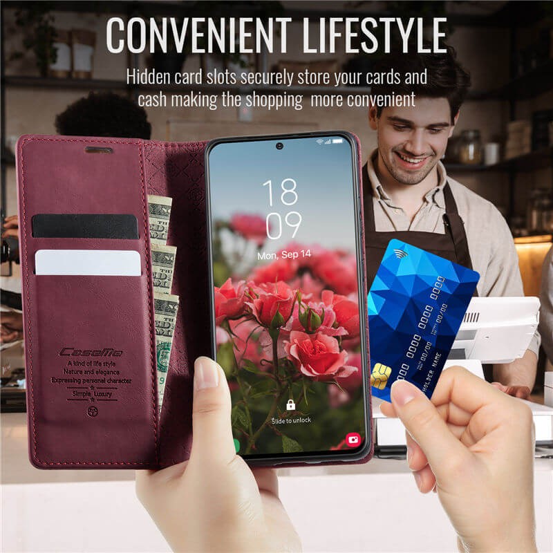 CaseMe Samsung Galaxy S21 Plus Magnetic Wallet Case with RFID Blocking