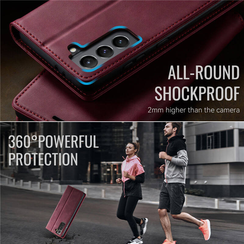 CaseMe Samsung Galaxy S21 Plus Magnetic Wallet Case with RFID Blocking