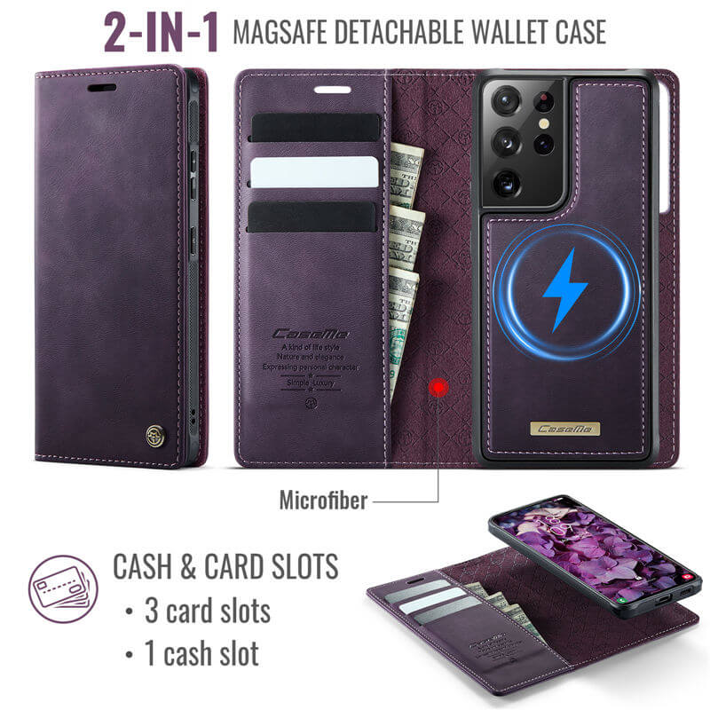 CaseMe Samsung Galaxy S21 Ultra 2-in-1 Magnetic Wallet Case