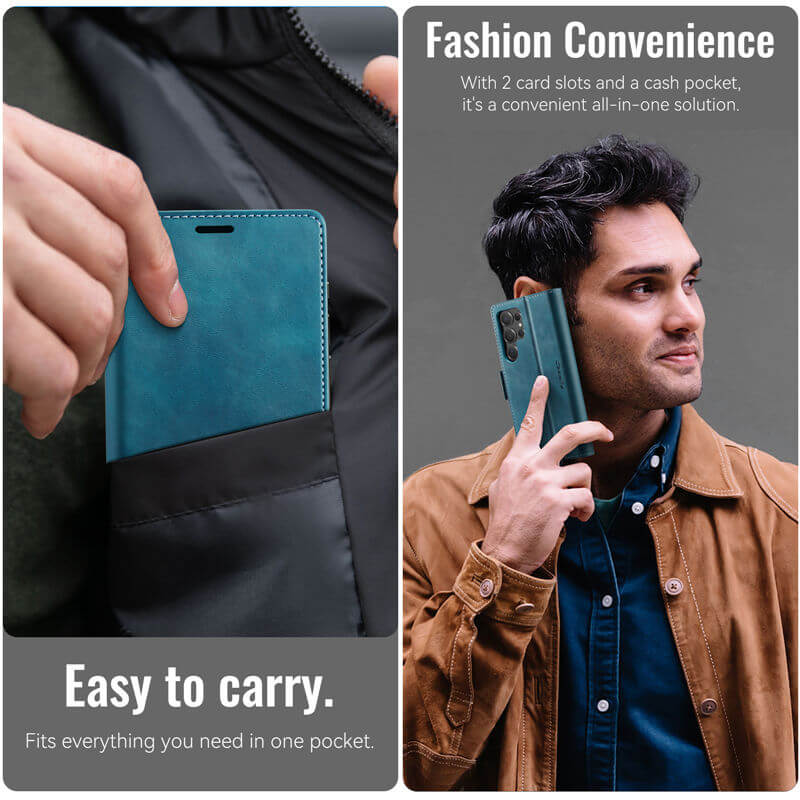 CaseMe Samsung Galaxy S22 Ultra Magnetic Wallet Case with RFID Blocking