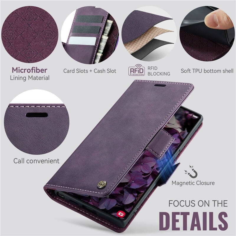 CaseMe Samsung Galaxy S22 Ultra Magnetic Wallet Case with RFID Blocking