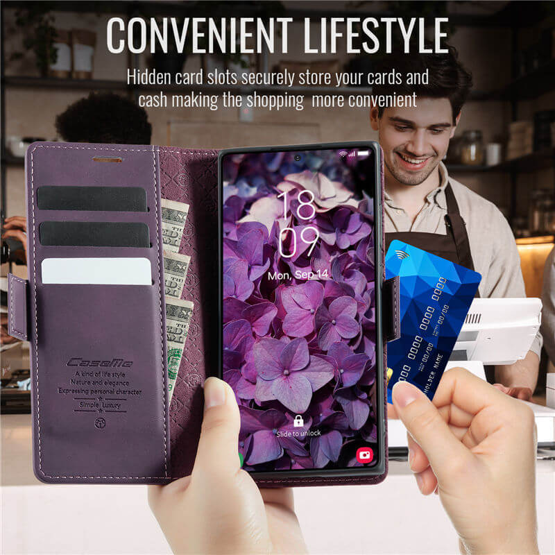 CaseMe Samsung Galaxy S22 Ultra Magnetic Wallet Case with RFID Blocking