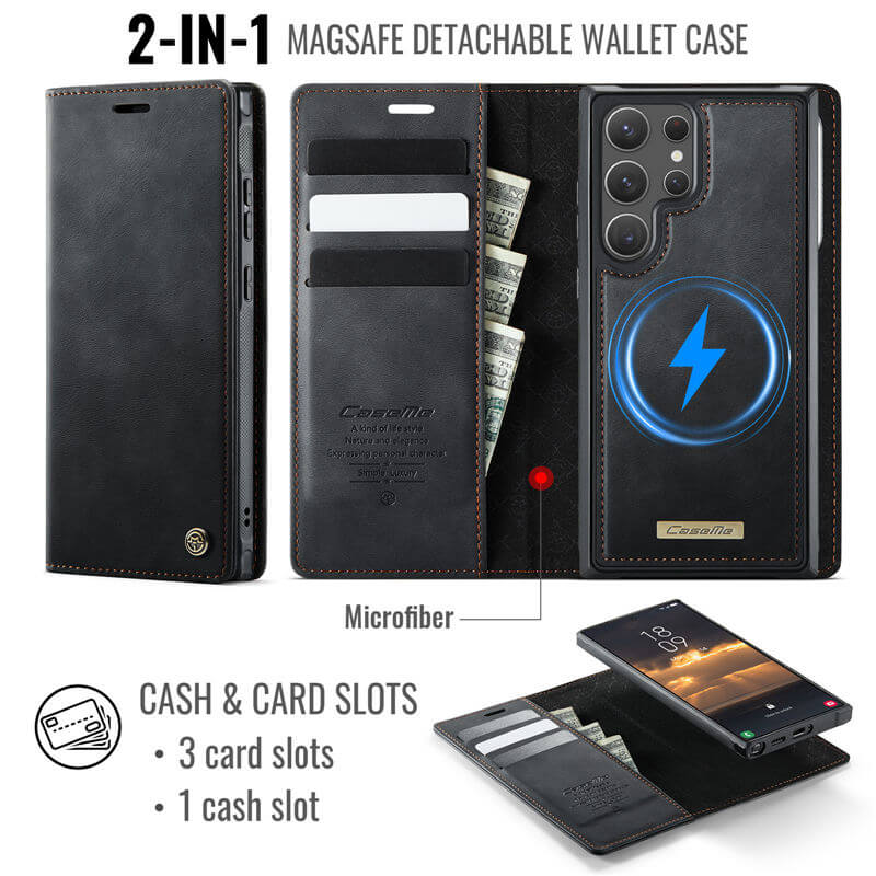 CaseMe Samsung Galaxy S22 Ultra 2-in-1 Magnetic Wallet Case