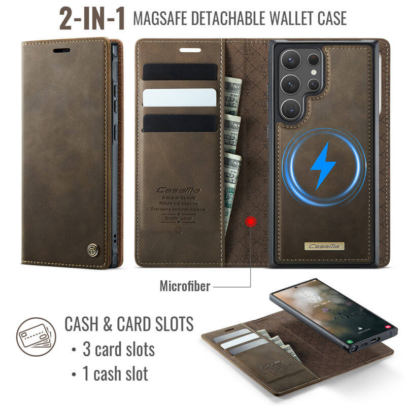 CaseMe Samsung Galaxy S22 Ultra 2-in-1 Magnetic Wallet Case