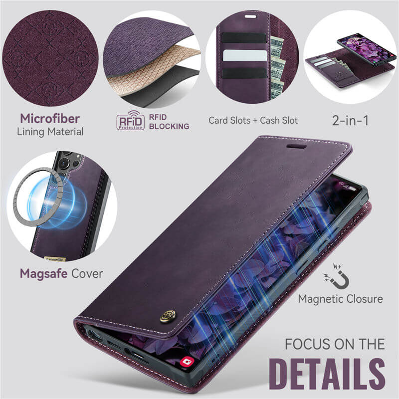 CaseMe Samsung Galaxy S22 Ultra 2-in-1 Magnetic Wallet Case
