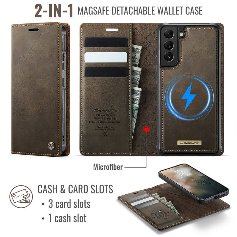 CaseMe Samsung Galaxy S22 2-in-1 Magnetic Wallet Case