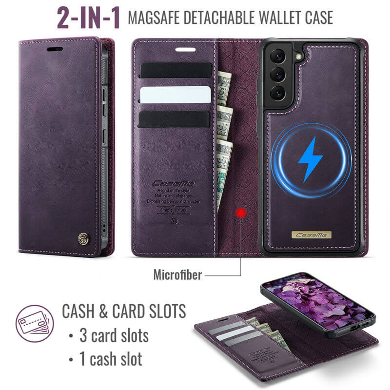 CaseMe Samsung Galaxy S22 2-in-1 Magnetic Wallet Case