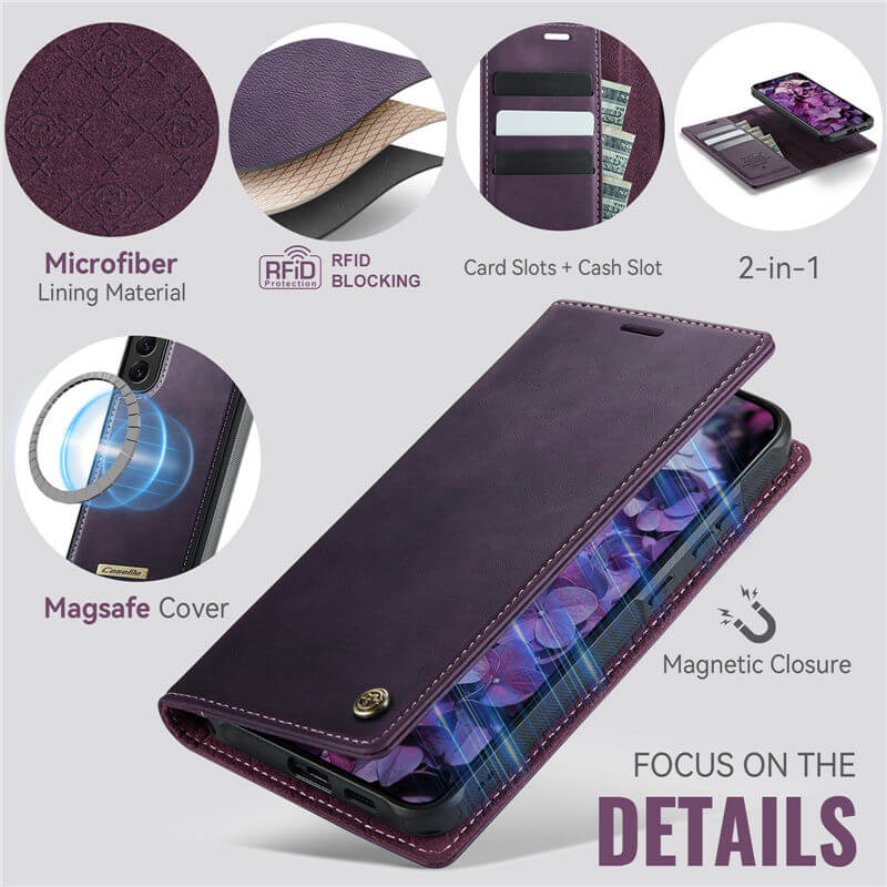 CaseMe Samsung Galaxy S22 2-in-1 Magnetic Wallet Case