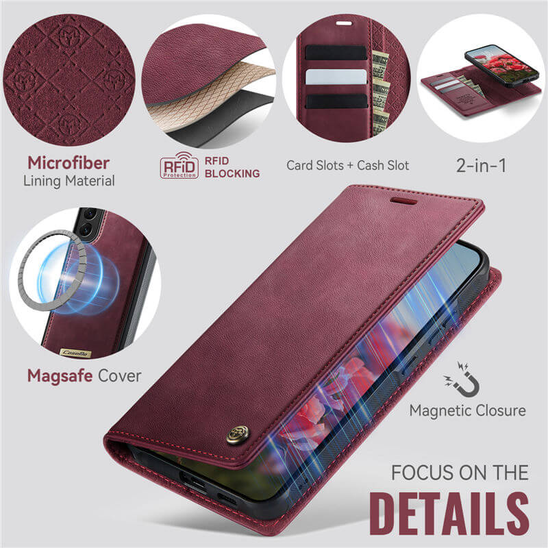 CaseMe Samsung Galaxy S22 Plus 2-in-1 Magnetic Wallet Case