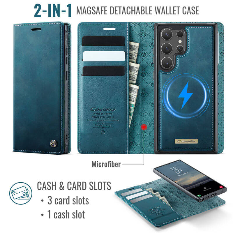 CaseMe Samsung Galaxy S23 Ultra 2-in-1 Magnetic Wallet Case