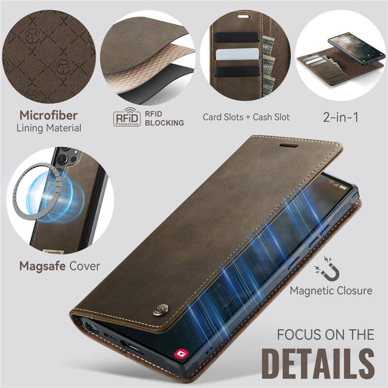 CaseMe Samsung Galaxy S23 Ultra 2-in-1 Magnetic Wallet Case