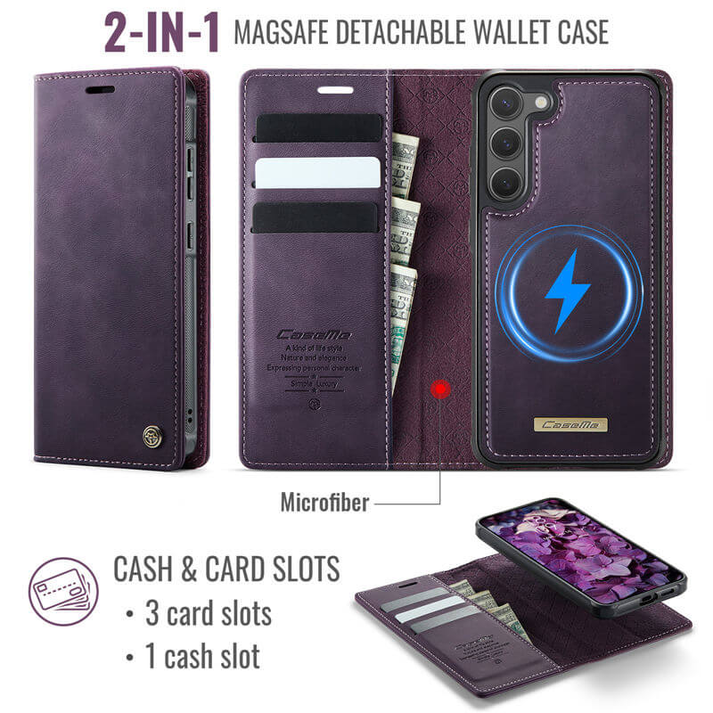 CaseMe Samsung Galaxy S23 Plus 2-in-1 Magnetic Wallet Case