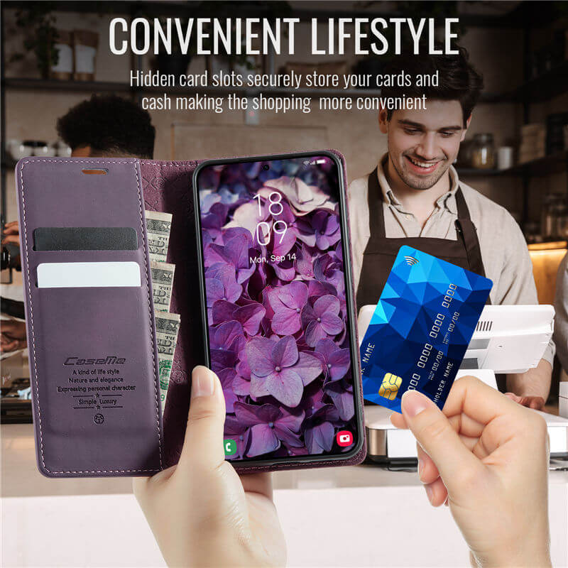 CaseMe Samsung Galaxy S25 Plus Magnetic Wallet Case with RFID Blocking