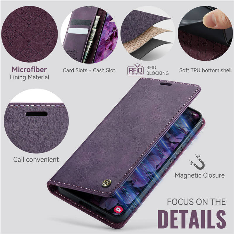 CaseMe Samsung Galaxy S25 Edge Magnetic Wallet Case with RFID Blocking