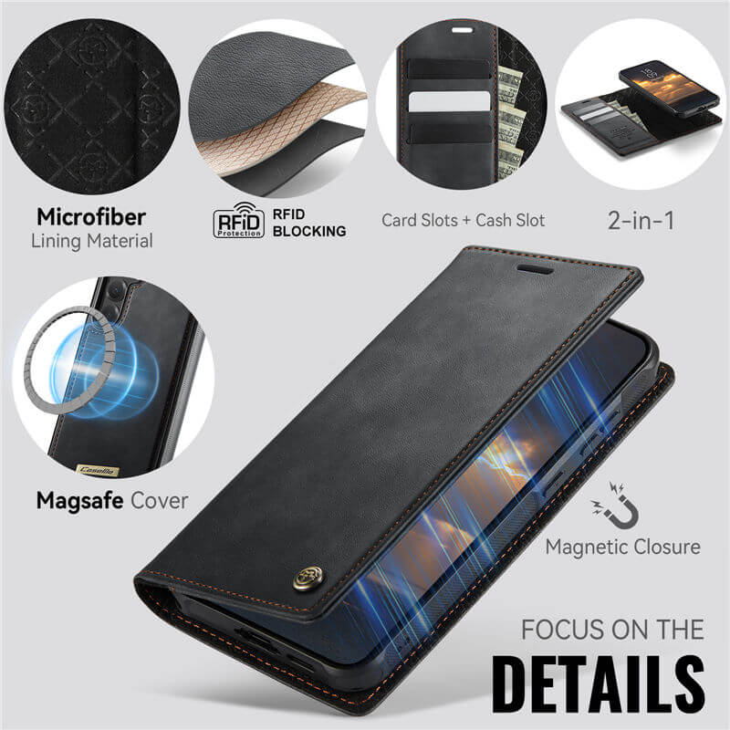 CaseMe Samsung Galaxy S25 2-in-1 Magnetic Wallet Case
