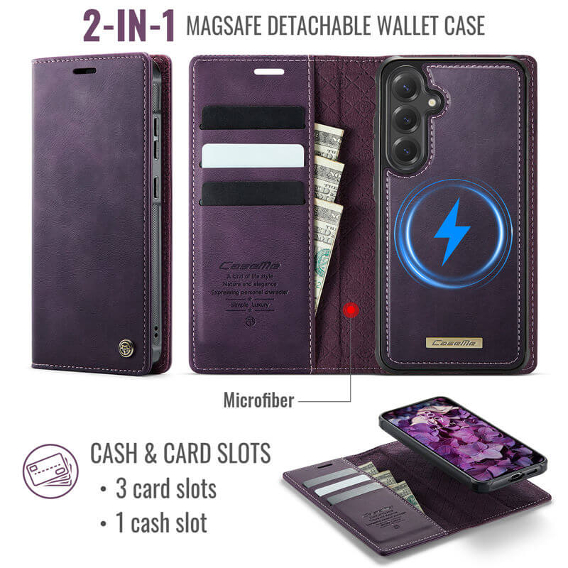 CaseMe Samsung Galaxy S25 2-in-1 Magnetic Wallet Case