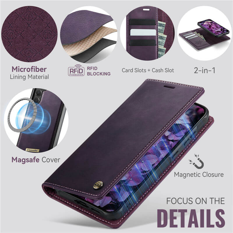 CaseMe Samsung Galaxy S25 2-in-1 Magnetic Wallet Case