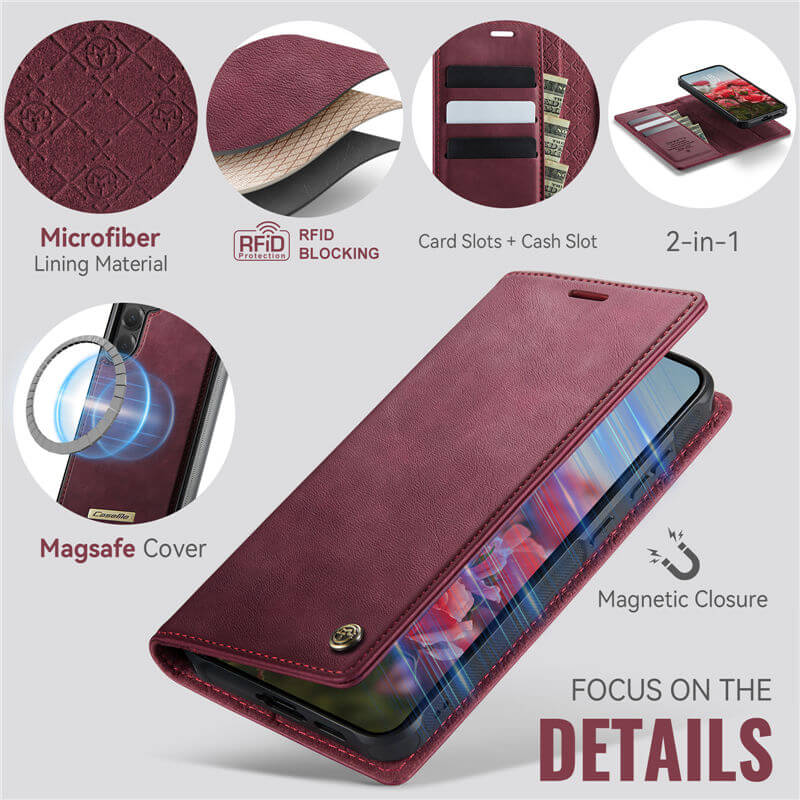 CaseMe Samsung Galaxy S25 2-in-1 Magnetic Wallet Case