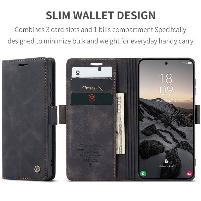 CaseMe Samsung Galaxy S25 Wallet Suede Leather Case