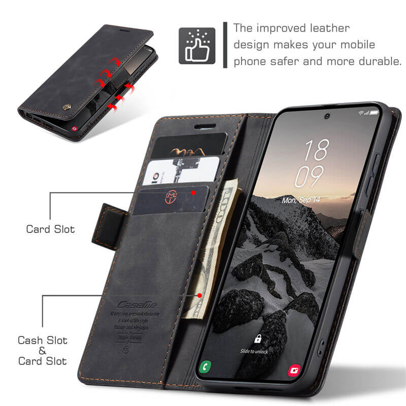 CaseMe Samsung Galaxy S25 Wallet Suede Leather Case