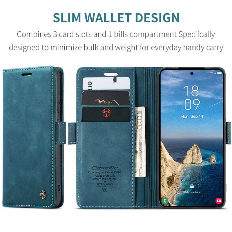 CaseMe Samsung Galaxy S25 Wallet Suede Leather Case