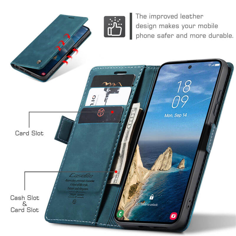 CaseMe Samsung Galaxy S25 Wallet Suede Leather Case