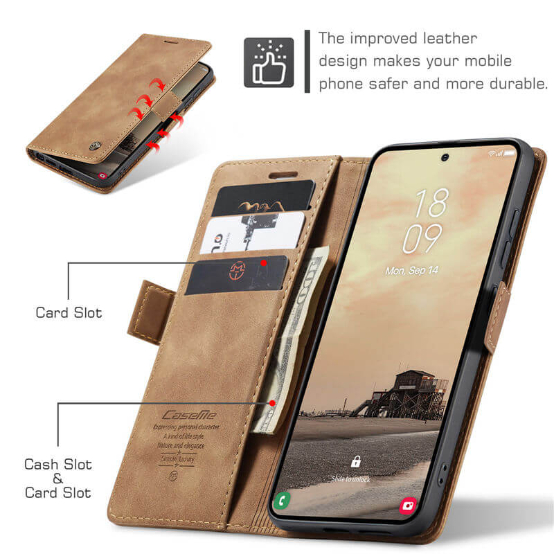 CaseMe Samsung Galaxy S25 Wallet Suede Leather Case