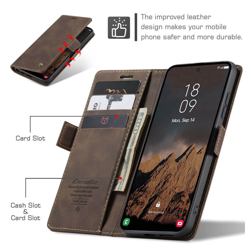 CaseMe Samsung Galaxy S25 Wallet Suede Leather Case