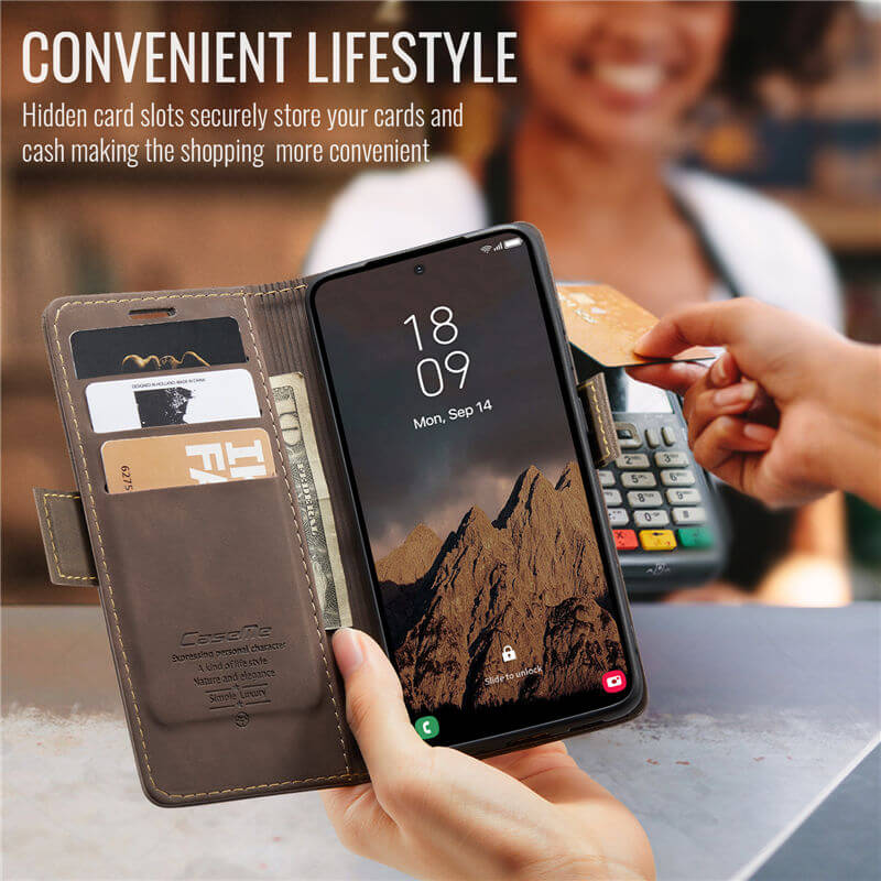 CaseMe Samsung Galaxy S25 Wallet Suede Leather Case