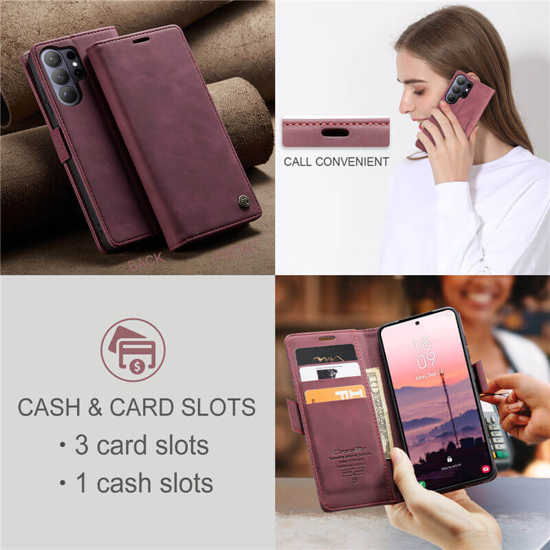 CaseMe Samsung Galaxy S25 Wallet Suede Leather Case
