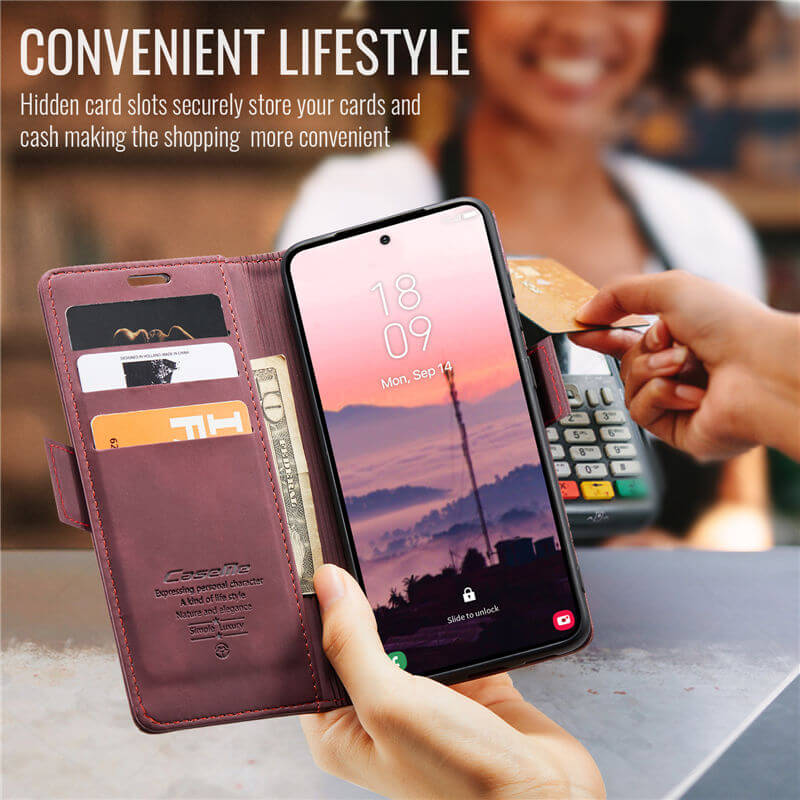 CaseMe Samsung Galaxy S25 Wallet Suede Leather Case