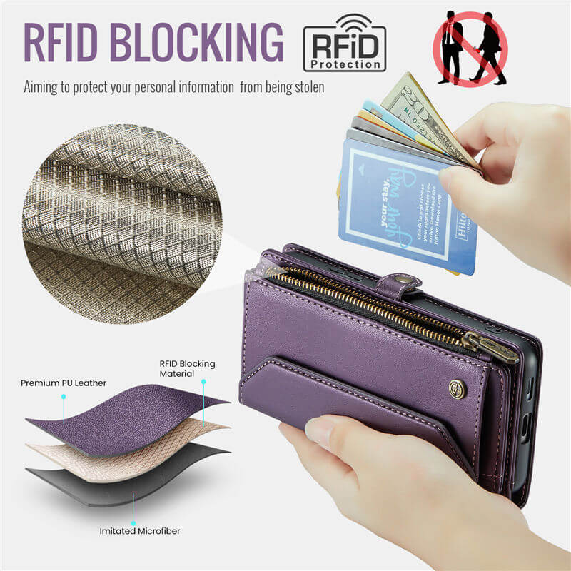 CaseMe Samsung Galaxy S26 Wallet RFID Blocking Crossbody Phone Case