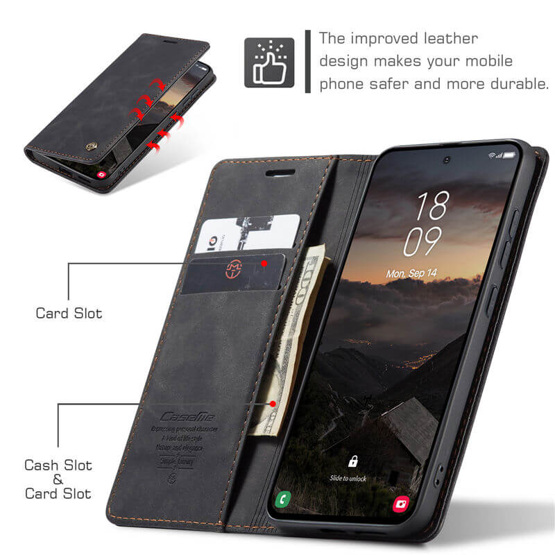 CaseMe Samsung Galaxy S25 Wallet Suede Leather Case