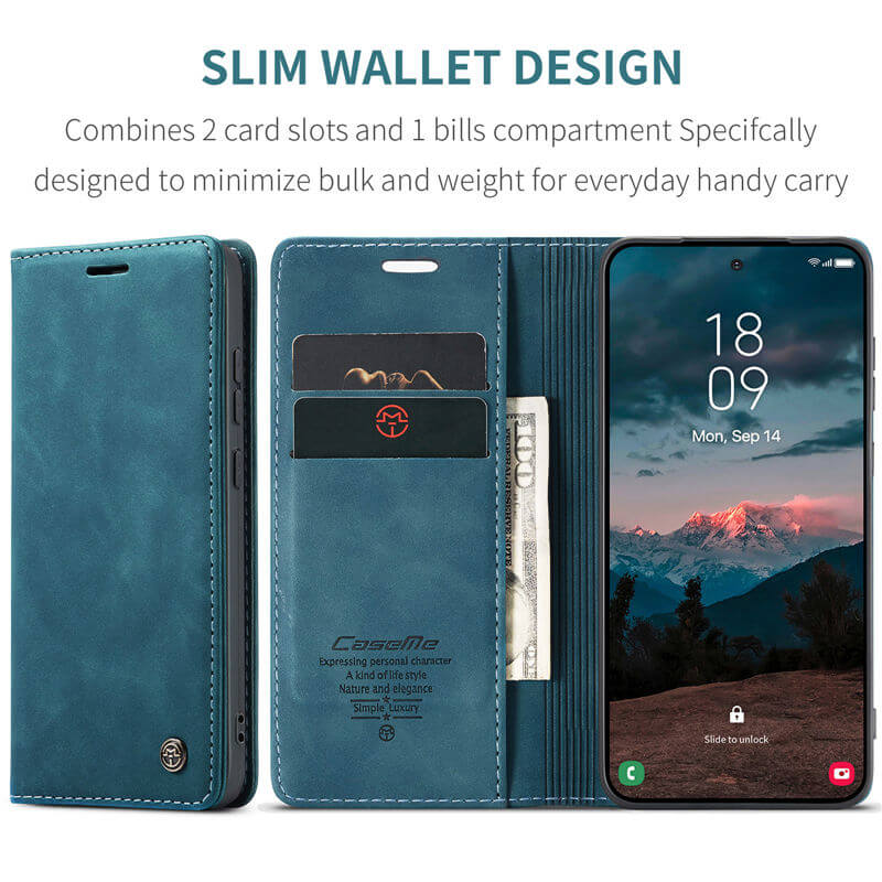 CaseMe Samsung Galaxy S25 Wallet Suede Leather Case